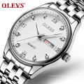 OLEVS 5570 boîtier en alliage horloge hommes mode décontracté montre-bracelet pour hommes résistant à l&#39;eau caractéristique analogique en acier ceinture montre à Quartz